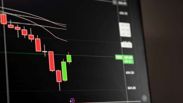 Gráfico de candles em queda na tela de operação